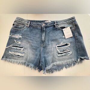 Kancan High Rise Distressed Denim Shorts Size 20W Plus NWT